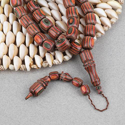 Kafur A�ac� Kaps�l Kesim 11x12mm Tesbih -A��k Ye�il Turuncu