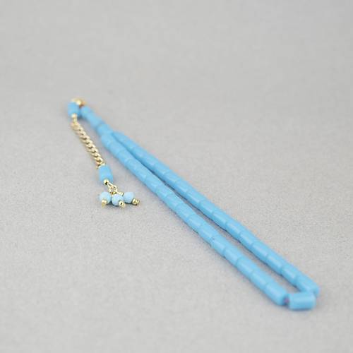 U�ak Cam� Kesme Kesim 7x10mm Tesbih P�sk�ll� A��k Mavi