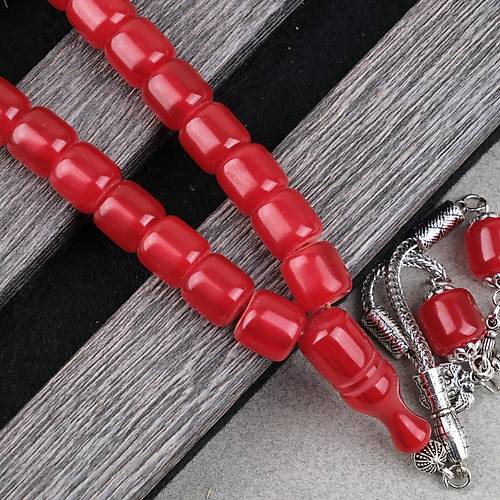 Katalin �ubuk Alpaka P�sk�ll� Kaps�l Kesim 10.5x11mm Tesbih -K�rm�z�