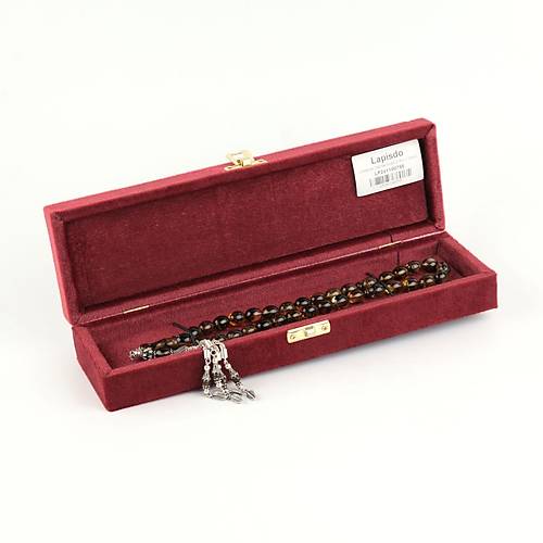 Litvanya Kaya Damla Fosilli Kehribar 925Ayar Gm Pskl Beyzi Kesim 9.5x11.5mm Tesbih