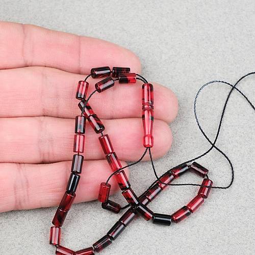 Ate� Kehribar Kesme Kesim 4x7mm Tesbih- Siyah-Bordo