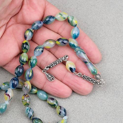 Arizona Katalin Alpaka P�sk�l Beyzi Kesim 8x12mm Tesbih- Ye�il