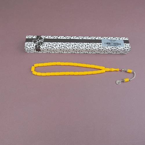 U�ak Cam� Kesme Kesim 7x10mm Tesbih Alpaka P�sk�ll� A��k Sar�