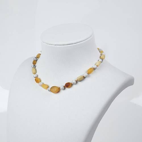 Havlit-Damla Kehribar Kolye ve Bileklik Set