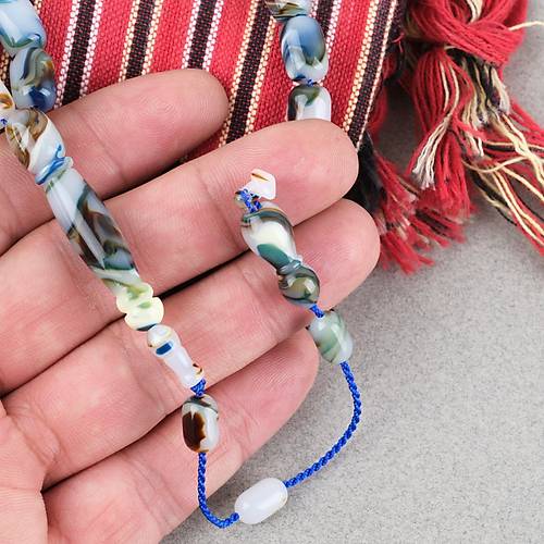 Arizona Katalin Sistemli Kaps�l Kesim 8x12mm Tesbih - Mavi Beyaz