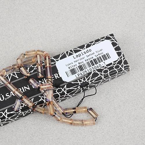 S�kma Kehribar Bilek Boy Kesme Kesim 5x9mm Tesbih -�effaf Siyah