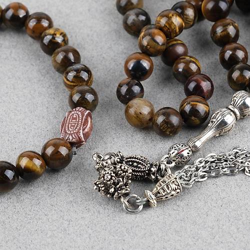 Kaplang�z� Alpaka p�sk�ll� K�re Kesim 8.5mm Tesbih ve Bileklik Seti