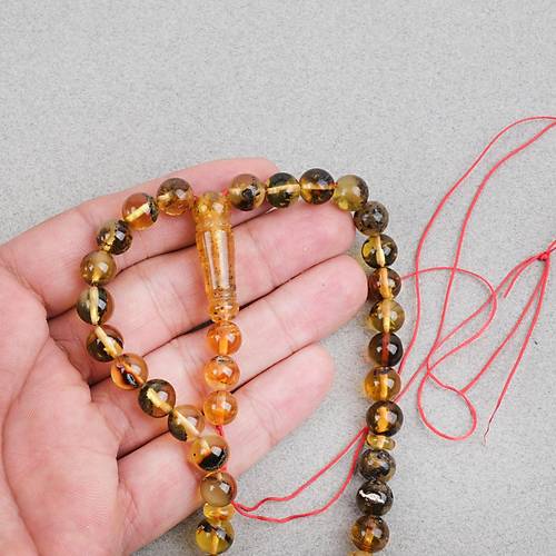 Damla Kehribar Bilek Boy K�re Kesim 8.5mm Tesbih