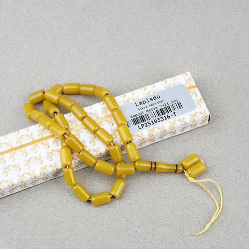 S�kma Kehribar Kaps�l Kesim 7x11.5mm Tesbih - Ya� Ye�ili  P�sk�ls�z