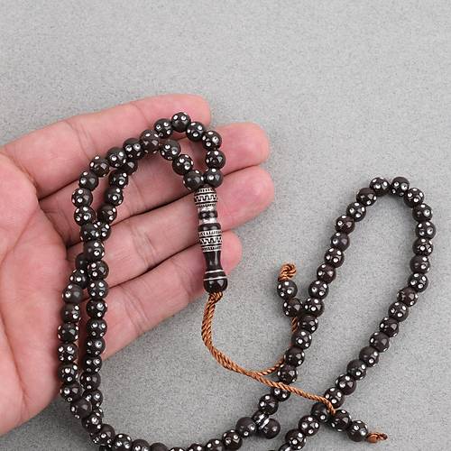 Hac Umre Hediyelik Ta�l� 99luk 7mm Tesbih - Kahverengi