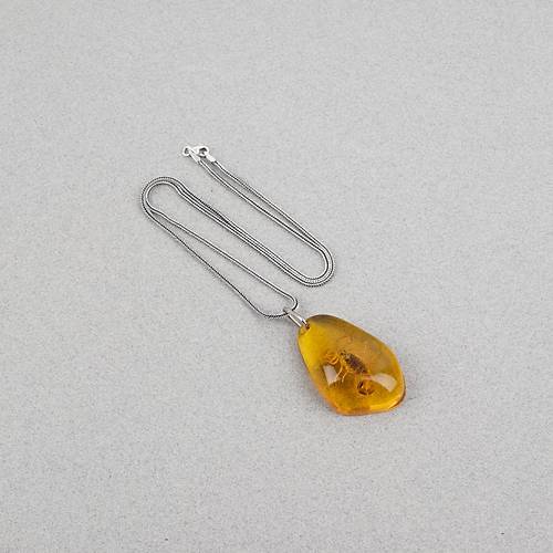 Ger�ek Akrep Fosilli 925 Ayar G�m�� Zincirli Kolye - Tip D