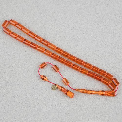 Ate� Kehribar Eski Heykel Objeden Bilek Boy Yumu�ak Kesme Kesim 5.5x10.5mm Tesbih