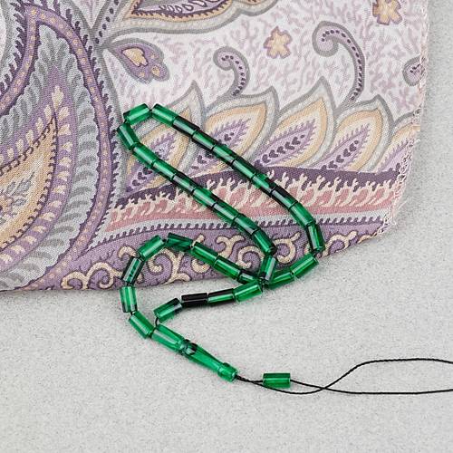 Ate� Kehribar Kesme Kesim 4x7mm Tesbih- Ye�il