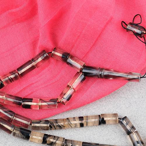 S�kma Kehribar Kesme Kesim 6x10mm Tesbih P�sk�ls�z �effaf Siyah