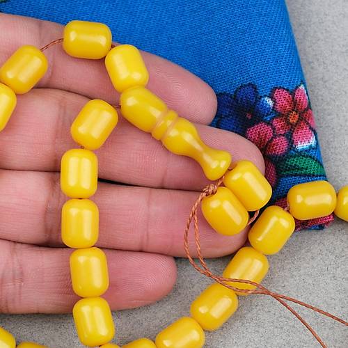 Katalin �ubuk Kaps�l Kesim 9x12.5mm Tesbih - Hardal Sar� P�sk�ls�z