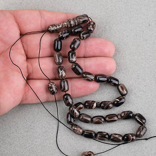 S�kma Kehribar Kaps�l Kesim 7x11mm Tesbih P�sk�ls�z Kahverengi