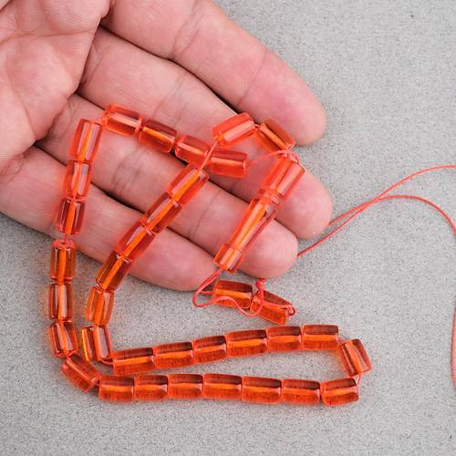 U�ak Cam� Kesme Kesim 7x10mm Tesbih P�sk�ls�z �effaf Turuncu