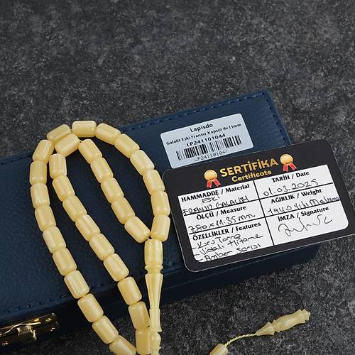Galalit 1940 Dkm Eski Fransz Vidali Hitame Kapsl Kesim 8x11mm Tesbih -Amber Sars