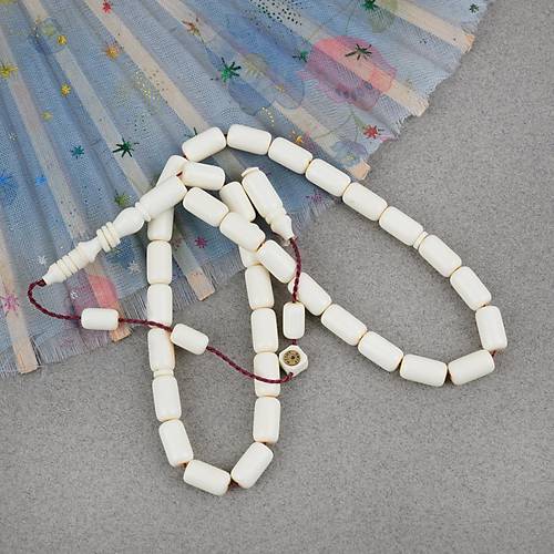 Kadim Katalin Eski Obje Mahjong Ta�� Usta ��i �mzal� Kaps�l Kesim 6x11mm Tesbih-Beyaz