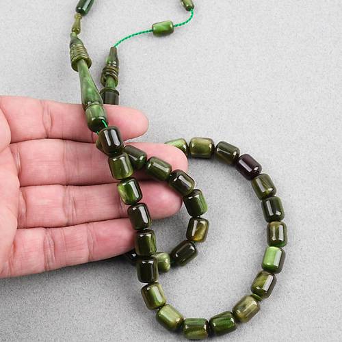 Katalin Usta i mzal Sedefli Yeil Kapsl Kesim 9x11mm Tesbih