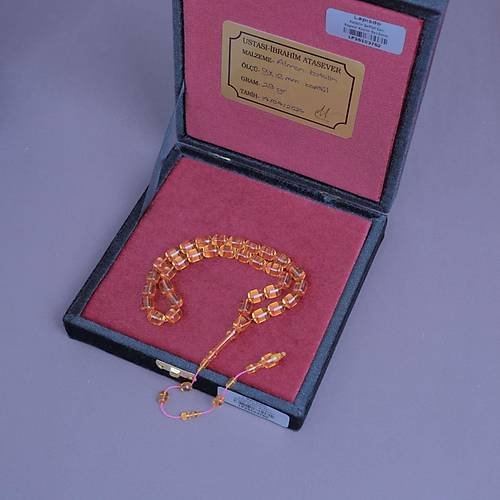 �brahim Atasever Usta ��i �mzal� Alman Katalin Kaps�l Kesim 9x12mm Tesbih - �effaf Sar�
