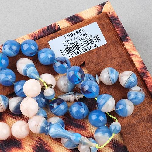 S�kma Kehribar Usta ��i �mzal� �algami Kesim 13x15mm Tesbih