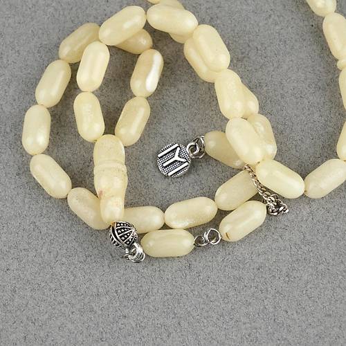 Rus Kaya Damla Kehribar 925Ayar G�m�� P�sk�l Arpa Kesim Kesim 6x12mm Tesbih