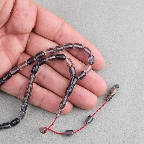 S�kma Kehribar Kaps�l Kesim Sistemli Bilek Boy 5x8mm Tesbih Gri