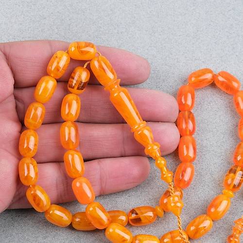 S�kma Kehribar Usta ��i �mzal� Kaps�l Kesim 8x13mm Tesbih