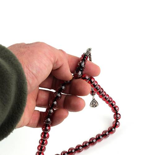 Ate� Kehribar 925Ayar G�m�� �ak�m ve P�sk�l K�re Kesim 9.5mm Tesbih