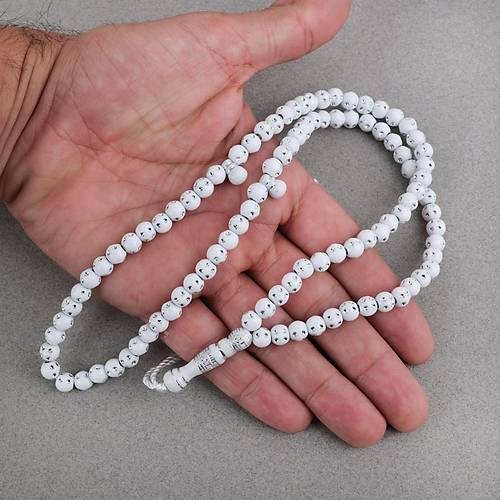 Hac Umre Hediyelik Ta�l� 99luk 7mm Tesbih - Beyaz