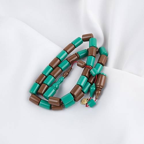 Kadim Katalin Usta i mzal Kesme Kesim 8x11mm Tesbih -Yeil / Kahve