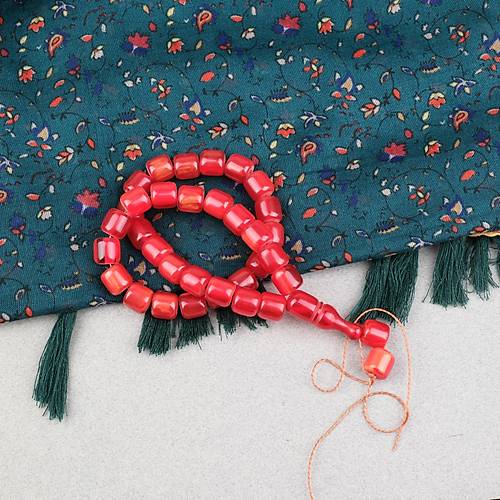 Katalin �ubuk Kaps�l Kesim 10.5x11mm Tesbih - K�rm�z� P�sk�ls�z