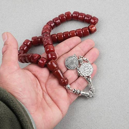 S�kma Kehribar Alpaka P�sk�l Tekerlek Kesim 13x9.5mm Tesbih