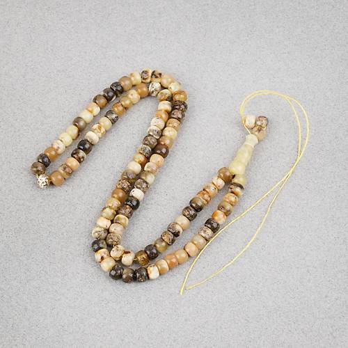 Damla Kehribar 99luk Tekerlek Kesim 6x5mm Namez Tesbihi