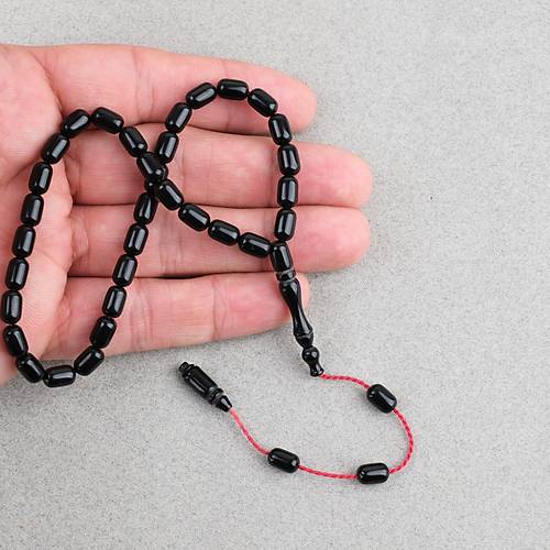 S�kma Kehribar Kaps�l Kesim Sistemli Bilek Boy 5x8mm Tesbih Siyah