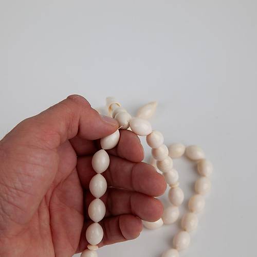 Fildii Beyzi Kesim 11x15mm Tesbih - Beyaz - 63gr