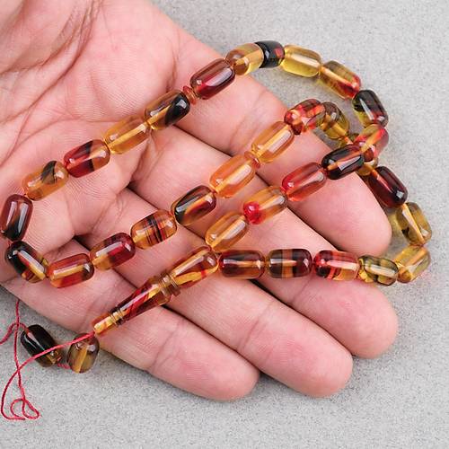 S�kma Kehribar Kaps�l Kesim 7x11mm Tesbih P�sk�ls�z