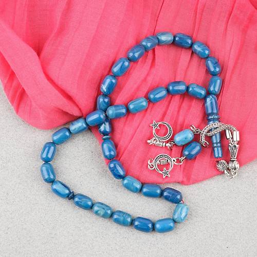 S�kma Kehribar Kaps�l Kesim Alpaka P�sk�ll� 7x11mm Tesbih