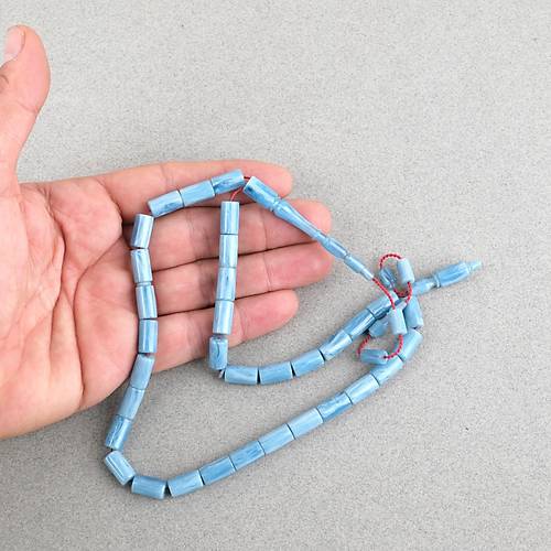 Katalin �ubuk Usta ��i Kesme Kesim 7x12mm Tesbih -A��k Mavi