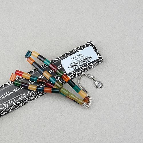 S�kma Kehribar Alpaka P�sk�ll� Kesme Kesim 7x11mm Tesbih- Bonibon