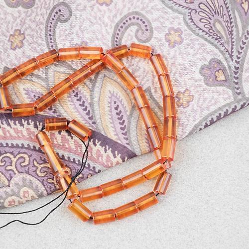 S�kma Kehribar Kesme Kesim 6x10mm Tesbih P�sk�ls�z Turuncu