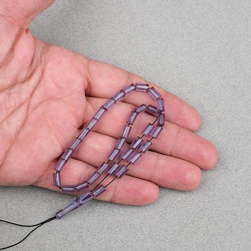 Ate� Kehribar Kesme Kesim 4x7mm Tesbih- G�k Mavisi
