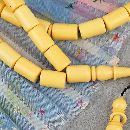 Kadim Katalin Eski Sar� Mahjon Ta�� Obje D�nem Usta ��i �mzal� Kesme Kesim 8x12mm Tesbih