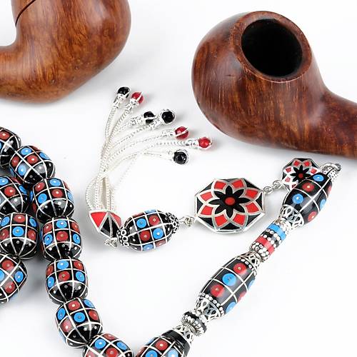 Erzurum Oltu 925Ayar Gm lemeli Nakka mame Gm Pskl Kapsl Kesim 13x15mm Tesbih