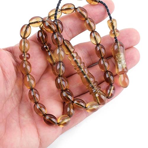 Sumatra Kaya Damla Kehribar Beyzi Kesim 8x11mm Tesbih
