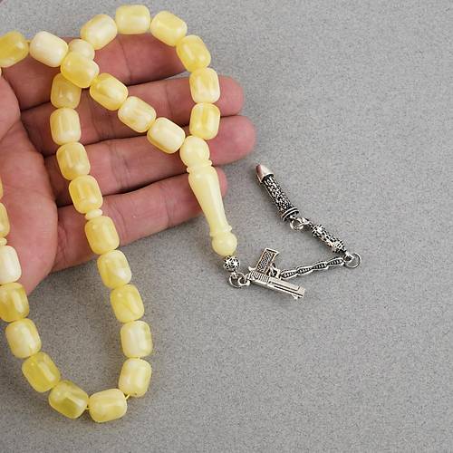 Damla Kehribar Alpaka P�sk�ll� Kaps�l Kesim 10x12mm Tesbih