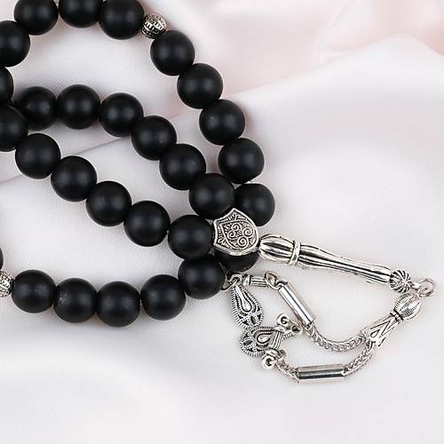 Oniks Ta�� K�re Kesim 10mm Tesbih Alpaka P�sk�ll�