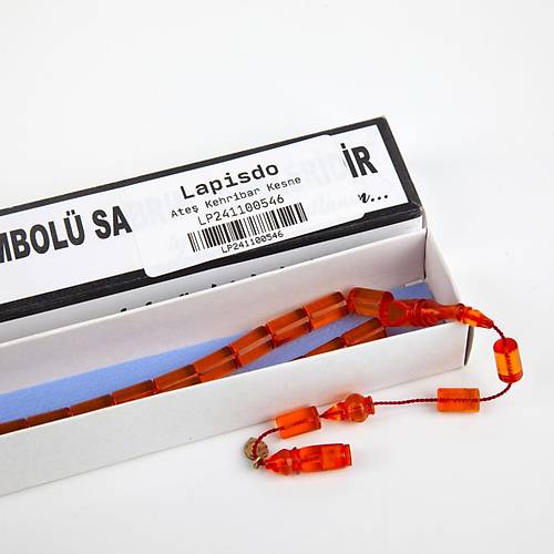 Ate Kehribar Kesme Kesim 8x11.5mm Tesbih - effaf Turuncu