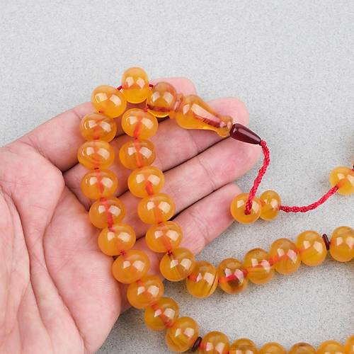 Skma Kehribar Eski Sandk Malndan Tral Tekerlek Kesim 14x11mm Tesbih